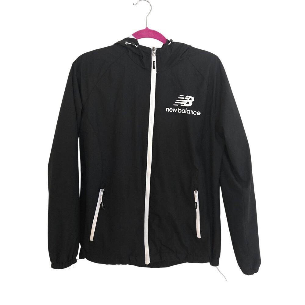 New Balance  Black and White Hooded Windbreaker Jacket Size M